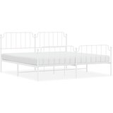 Maison Chic Kovinski Posteljni okvir - Dvoposteljna postelja - Zakonska postelja z vzglavjem in vznožjem bel 193x203 cm, (21697272) | Shoptok.si