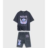 Sinsay Pamučni set: majica i biciklističke hlače s tiskom Stitch Cijene