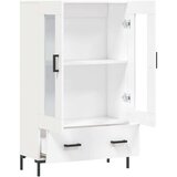vidaXL Visoka omara bela 69,5x31x115 cm inženirski les | Shoptok.si