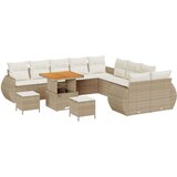  13-dijelni vrtni set sofa s jastučićima bež poli ratan akacija 3-dijelni vrtni set za objedovanje s jastučićima bež poli r | shoptok.hr
