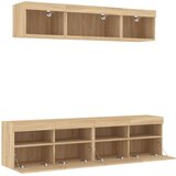  5-dijelni zidni TV elementi s LED svjetlima boja hrasta drveni | shoptok.hr