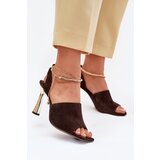CheBello Suede stilettos with decorative bracelet 4440 chocolate | Shoptok.si