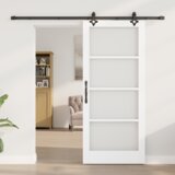 vidaXL drsna vrata s kompletom strojne opreme bela 86x198,5 cm iz masivnega borovega lesa | Shoptok.si