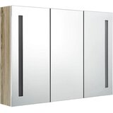  LED kupaonski ormarić s ogledalom 89x14x62 cm bijeli i hrast | shoptok.hr