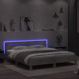  Okvir za krevet s uzglavljem i LED siva boja betona 200x200 cm | shoptok.hr