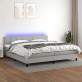  Box spring postelja z vzmetnico LED sv. siva 200x200 cm blago, (20789275) Cene