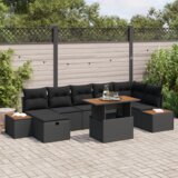 vidaXL 8-dijelna Vrtna Sofa Set s Jastučićima Crna Poli Ratan | shoptok.hr