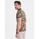 Ombre Cotton polo shirt with floral print - black | shoptok.hr