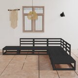 Maison Chic Seti vrtnega pohištva - Vrtna garnitura - Vrtni pohištvo set 7-delna črna trdna borovina, (21805712) | Shoptok.si