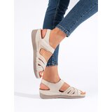 Shelvt Women's beige Velcro sandals | Shoptok.si