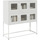 vidaXL Komoda bela 100,5x39x107 cm hladno valjano jeklo | Shoptok.si