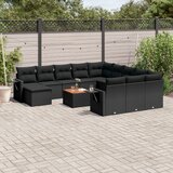  13-dijelni set vrtnih sofa s jastucima poliratan crni | shoptok.hr