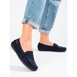 SHELOVET Comfortable slip-on women's navy blue loafers Cene