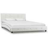 Maison Chic Posteljni okvir - Dvoposteljna postelja - Zakonska postelja belo umetno usnje 140x200 cm-J10250, (21762303) | Shoptok.si