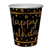 Happy birthday crno zlatne kartonske čaše 1/6 Cene