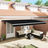 vidaXL samodejna retraktibilna tenda Črna 500x300 cm, tenda zamenjalna tkanina za okvir 5x3 m Črna Cene