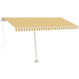 Maison Chic Ročno zložljiva tenda - Senčniki z LED lučmi 400x300 cm rumena in bela, (22041624) Cene