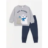 LC Waikiki Crew Neck Long Printed Baby Boy Sweatshirt and Trousers 2-Set