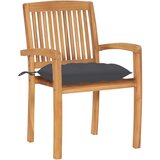 Maison Chic Vrtni stoli - Stol za vrt 2 kosa z antracitnimi blazinami trdna tikovina JS1367, (21877598) | Shoptok.si