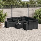 vidaXL 9-dijelni set vrtnih sofa s jastucima crni od poliratana | shoptok.hr