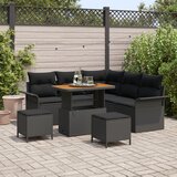 vidaXL 8-dijelni set sofe za vrt s jastucima crni poli ratan, 2-sjedalna sofa za vrt s jastučićima crni poli ratan, 3-dijelni set za vrt s jastučićima crni poli ratan | shoptok.hr