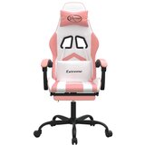  Vrtljivi gaming stol z oporo za noge belo in roza umetno usnje, (21378180) | Shoptok.si