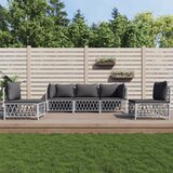 The Living Store Vrtna sedežna garnitura 5-delna z blazinami belo jeklo - Vrtna Sedežna Garnitura, (21464076) | Shoptok.si