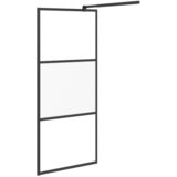 Pregrada za tuš s policom crna 80 x 195 cm s mutnim staklom ESG | shoptok.hr