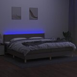  Krevet box spring s madracem LED smeđesivi 200x200 cm tkanina | shoptok.hr
