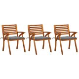 Maison Chic Vrtni Jedilni stoli - Vzorci stoli z blazinami 3 kosi trden akacijev les A2058, (21878434) | Shoptok.si