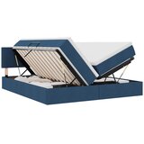 vidaXL Krevet S LED lampica s uzglavljem Plava 180 x 200 cm tkanina - Plava 180 x 200 cm Gladak dizajn | shoptok.hr