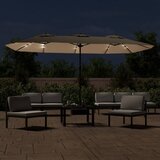  Dvostruki vrtni suncobran s LED svjetlima smeđesivi 449x265 cm | Eponuda.com