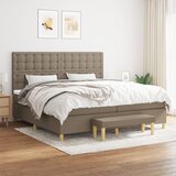  s oprugama i madracem smeđesivi 200x200 cm od tkanine | shoptok.hr