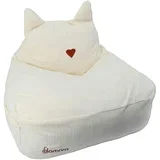 Fotelji Pouf Félin en velours côtelé beige pour enfants Bež