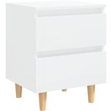 The Living Store Nočna omarica z nogami iz borovine visok sijaj bela 40x35x50 cm - Nočna Omarica, (21421077) | Shoptok.si