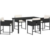 vidaXL set za vrtno jedilnico s 5 kosi in blazinami črnega poly ratana | Shoptok.si