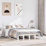vidaXL Posteljni okvir brez vzmetnice bel 120x190 cm trdna borovina | Shoptok.si