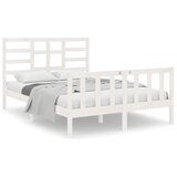 Maison Chic Posteljni okvir - Dvoposteljna postelja - Zakonska postelja bel iz trdnega lesa 140x190 cm-J10146, (21760688) Cene