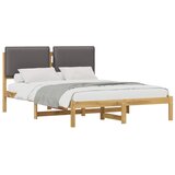  Krevetni okvir s tapiciranim uzglavljem - Bijelo prana i svijetlosiva 160 x 200 cm | shoptok.hr