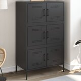  Visoka komoda crna 68 x 39 x 113 cm čelična | shoptok.hr