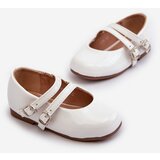 Boto White Patent Leather Children's Ballerina Flats with Straps Margenis | Shoptok.si