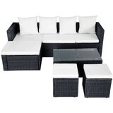 Poli 4-dijelna vrtna garnitura od poliratana s jastucima crna | shoptok.hr