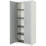 mauser Omara s krilnimi vrati, akustični učinek, VxŠxG 1956 x 800 x 432 mm, 4 police, čista bela / aluminijasto siva | Shoptok.si