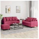 vidaXL 3-dijelni set sofa s jastucima crvena boja vina baršunasti | shoptok.hr