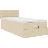 vidaXL Otomanski posteljni okvir z vzmetnico krem 90x190 cm blago, (21608471) | Shoptok.si