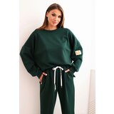 Kesi Włoski Women's set with a loose sweatshirt and pants with the word LOVE dark green Cene