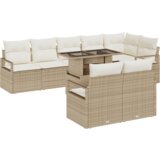 vidaXL 9-dijelni set vrtne sofe s jastucima bež poli ratan, 2-sjedna vrtna sofa s jastucima bež poli ratan | shoptok.hr