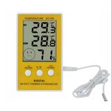 Digitalni LCD termometer vlagomer zunanja sonda rumen | Shoptok.si
