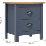  Noćni ormarići Hill 2 kom sivi 46x35x49,5 cm masivna borovina | Eponuda.com