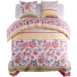 vidaXL Posteljnina cvetlična/črtasta roza 200x220/80x80 cm | Shoptok.si